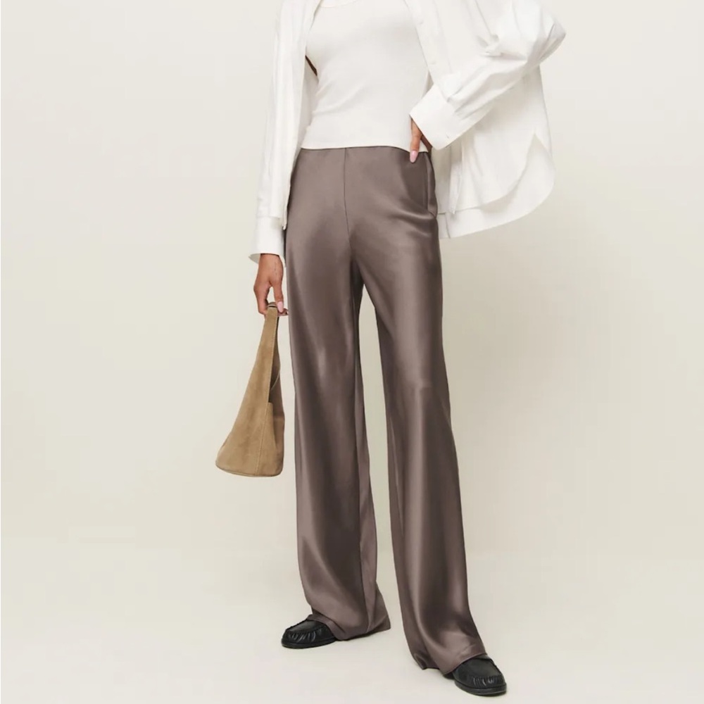 Reformation Gale Satin Mid Rise Bias pant